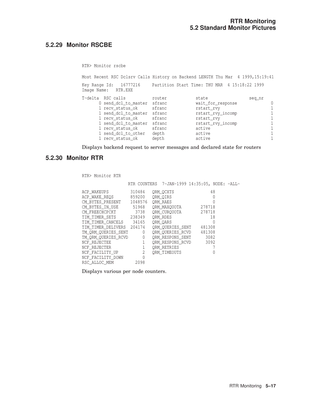 Compaq AA-Q88CE-TE manual RTR Monitoring Standard Monitor Pictures Monitor Rscbe, Monitor RTR 