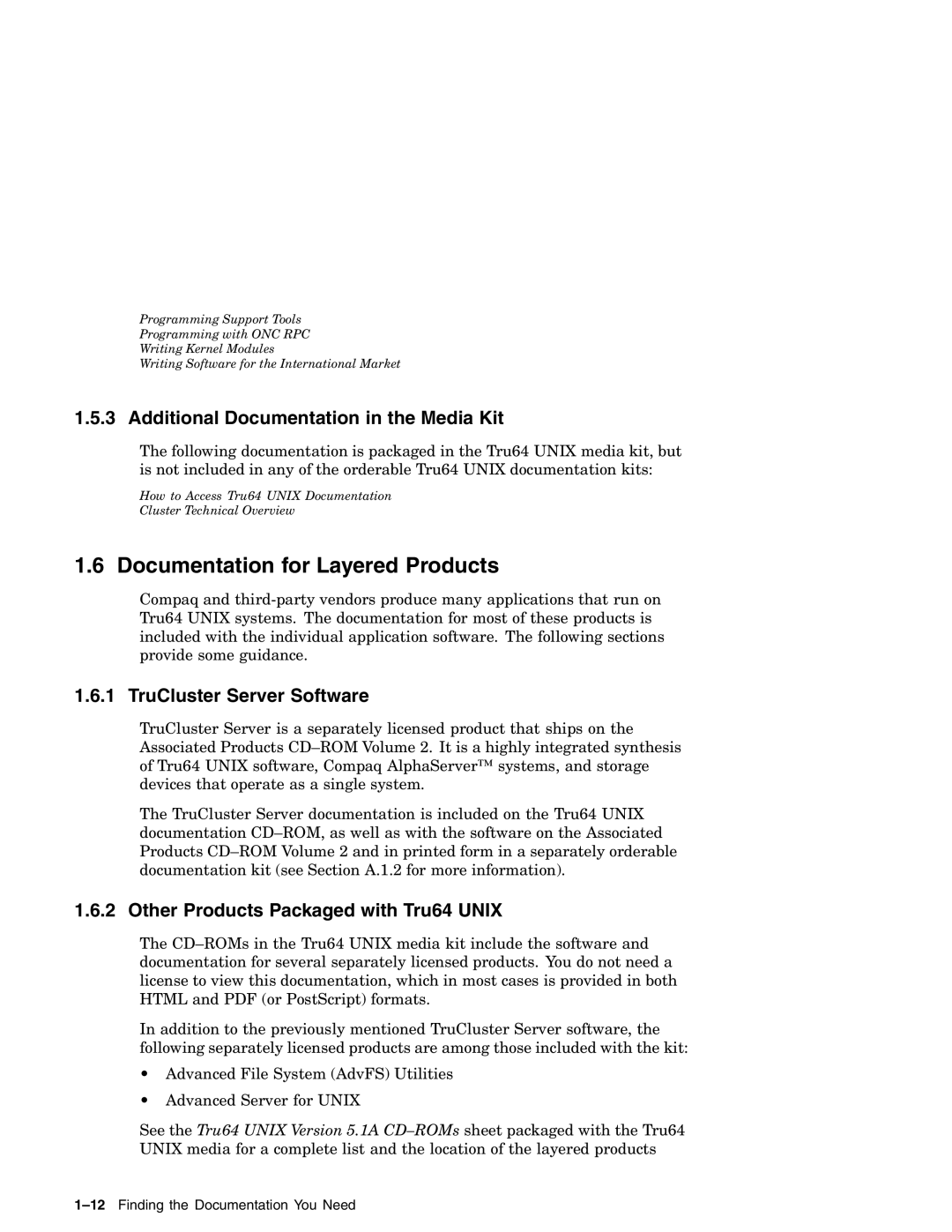 Compaq AA-RH8RD-TE manual Documentation for Layered Products, Additional Documentation in the Media Kit 