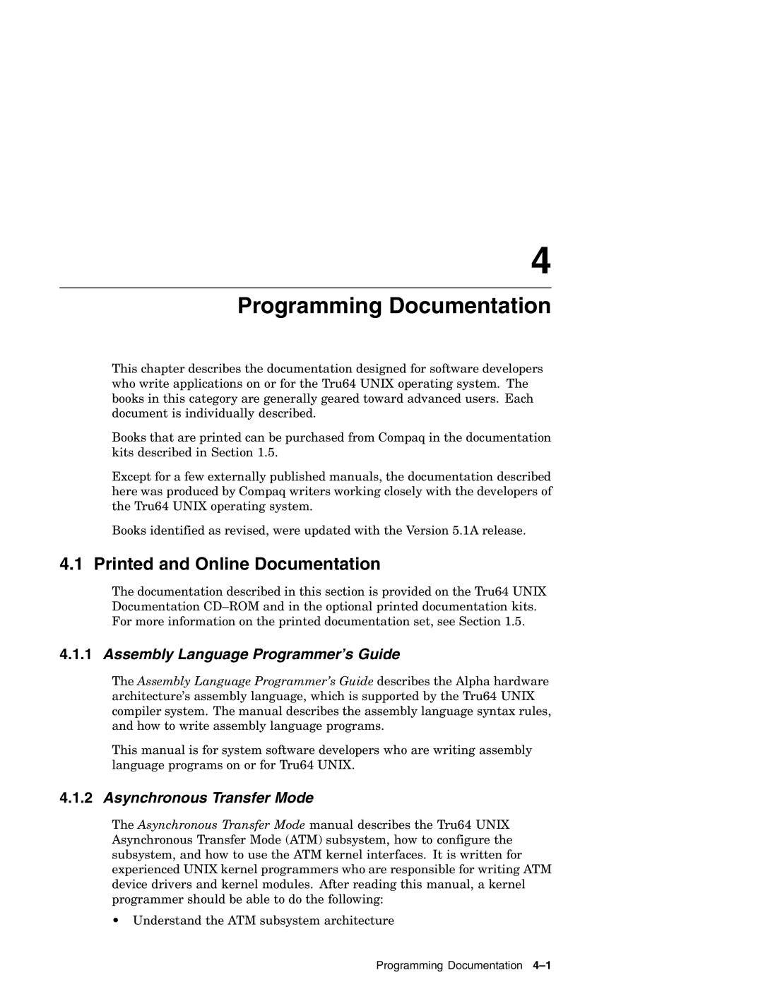 Compaq AA-RH8RD-TE manual Programming Documentation, Assembly Language Programmer’s Guide, Asynchronous Transfer Mode 