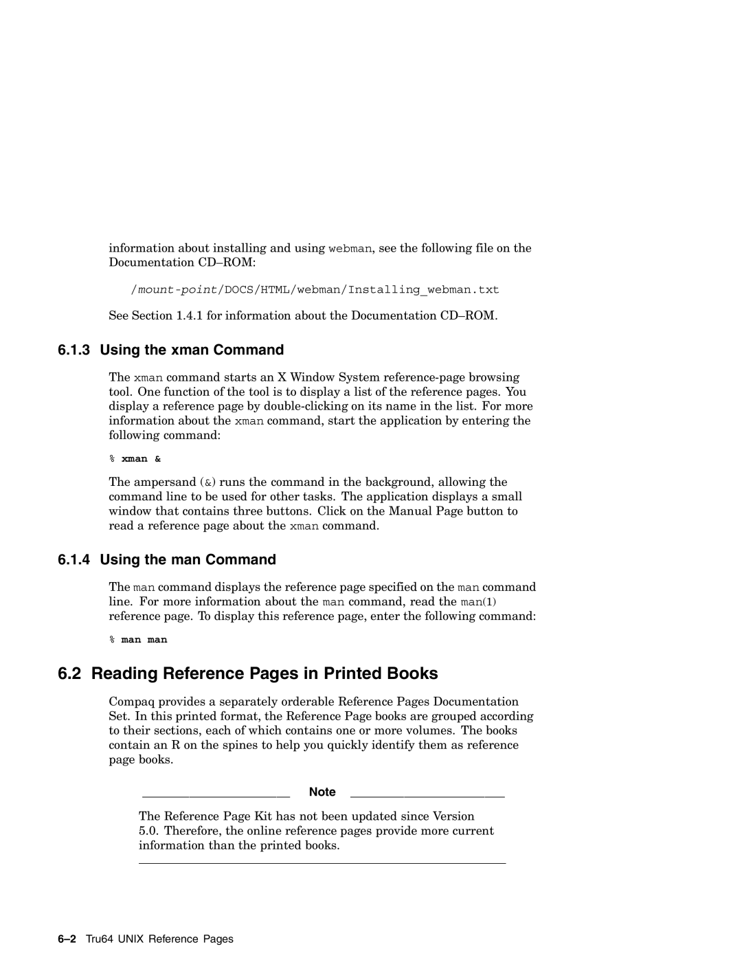 Compaq AA-RH8RD-TE manual Reading Reference Pages in Printed Books, Using the xman Command, Using the man Command 