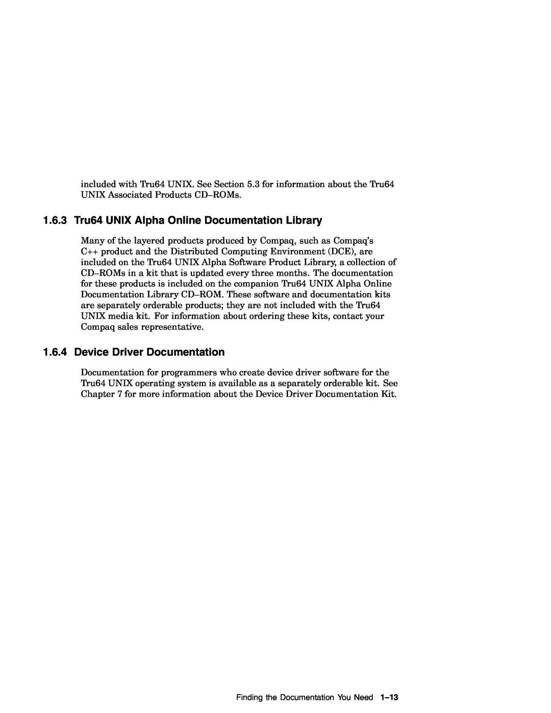 Compaq AA-RH8RD-TE manual 1.6.3 Tru64 UNIX Alpha Online Documentation Library, Device Driver Documentation 