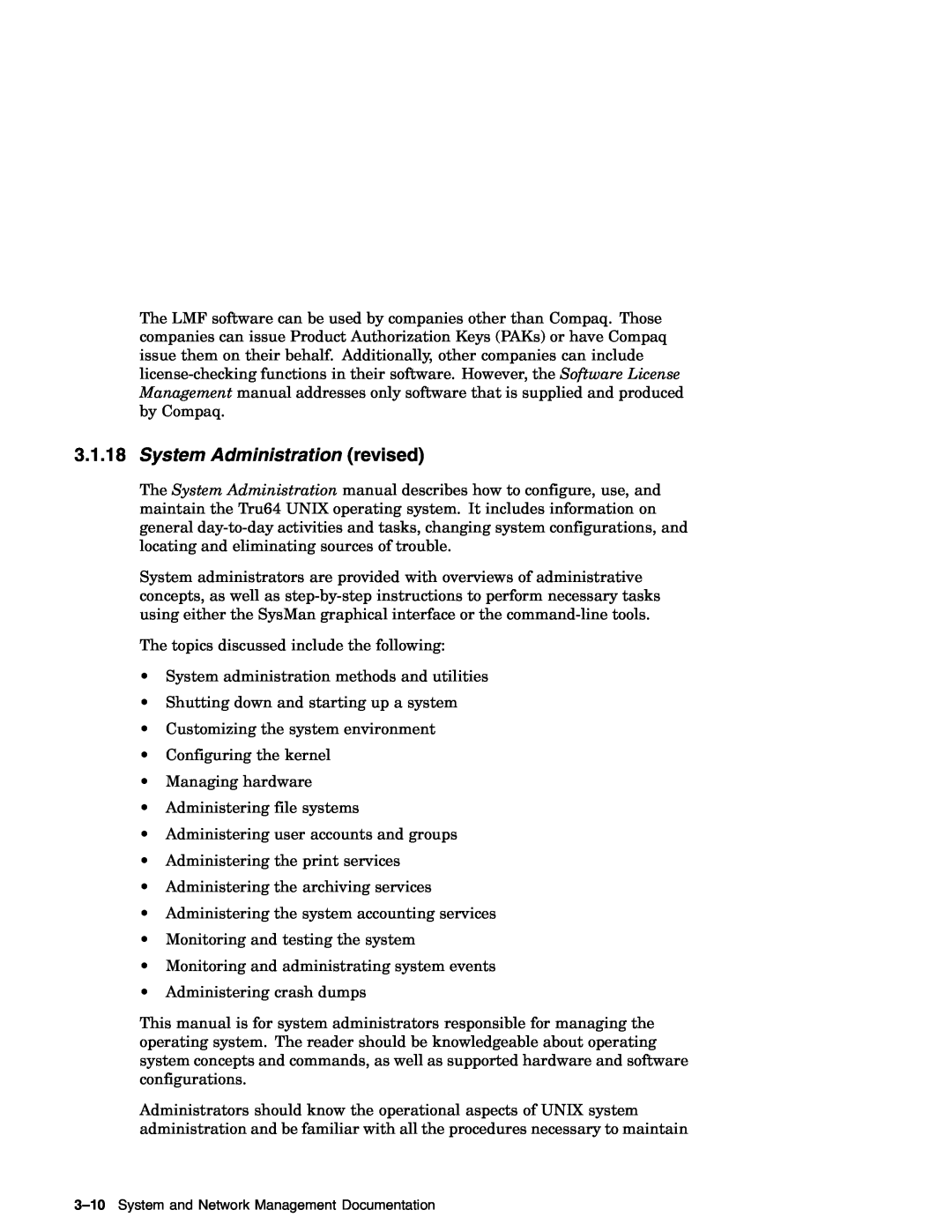 Compaq AA-RH8RD-TE manual System Administration revised, System and Network Management Documentation 