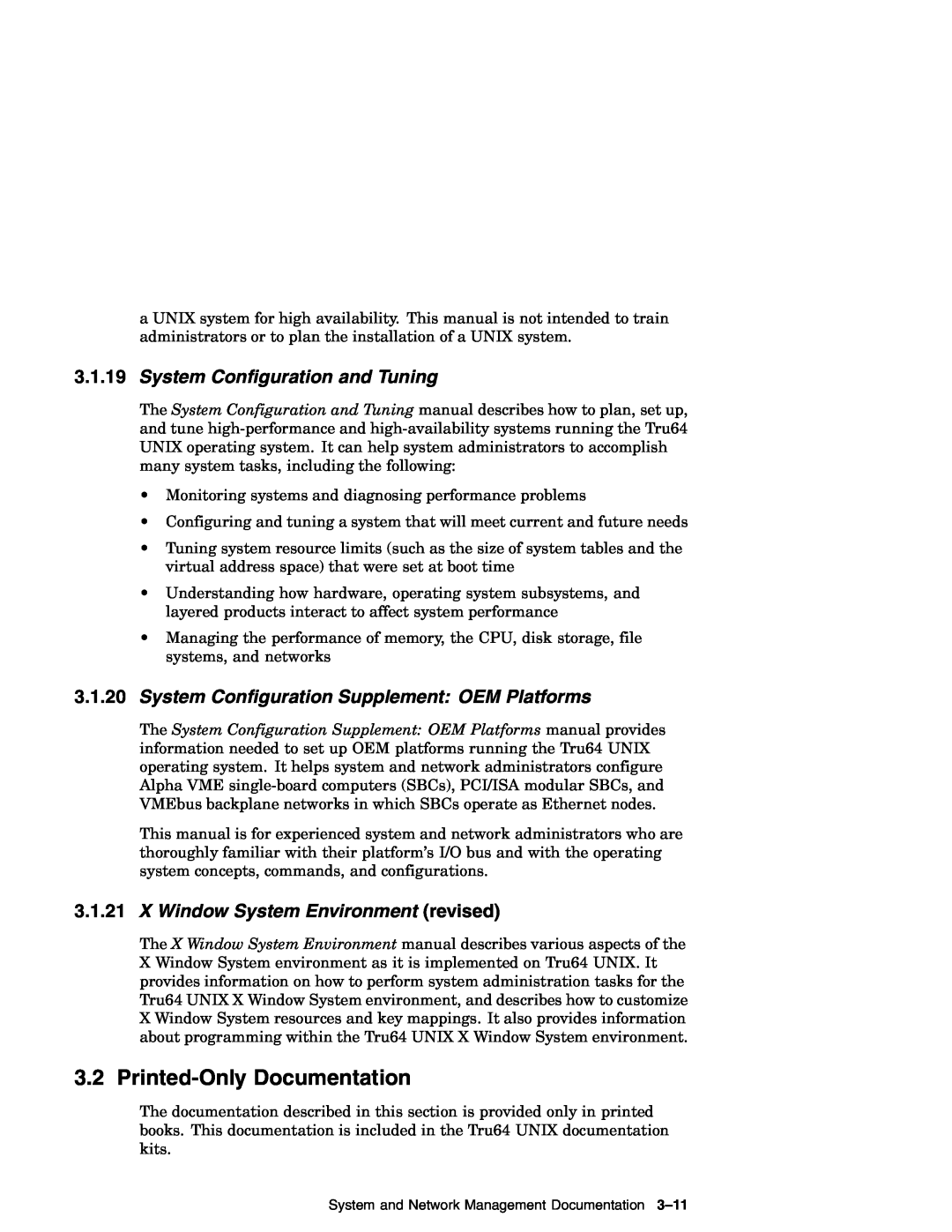 Compaq AA-RH8RD-TE manual Printed-Only Documentation, System Configuration and Tuning, X Window System Environment revised 