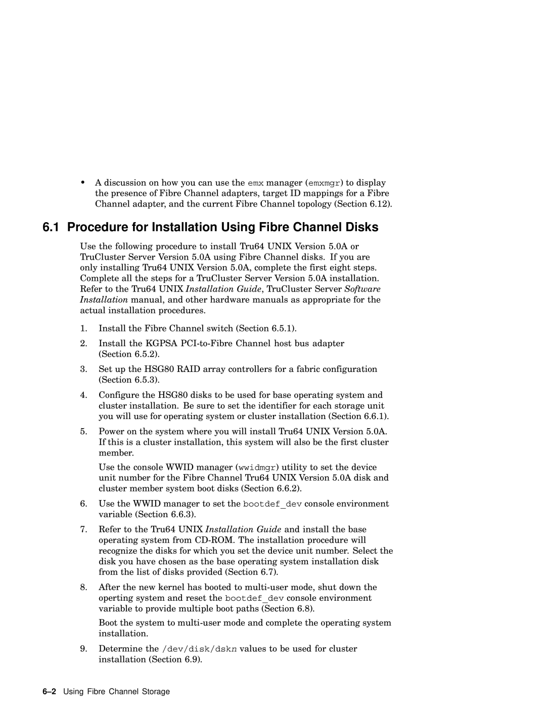 Compaq AA-RHGWB-TE manual Procedure for Installation Using Fibre Channel Disks 