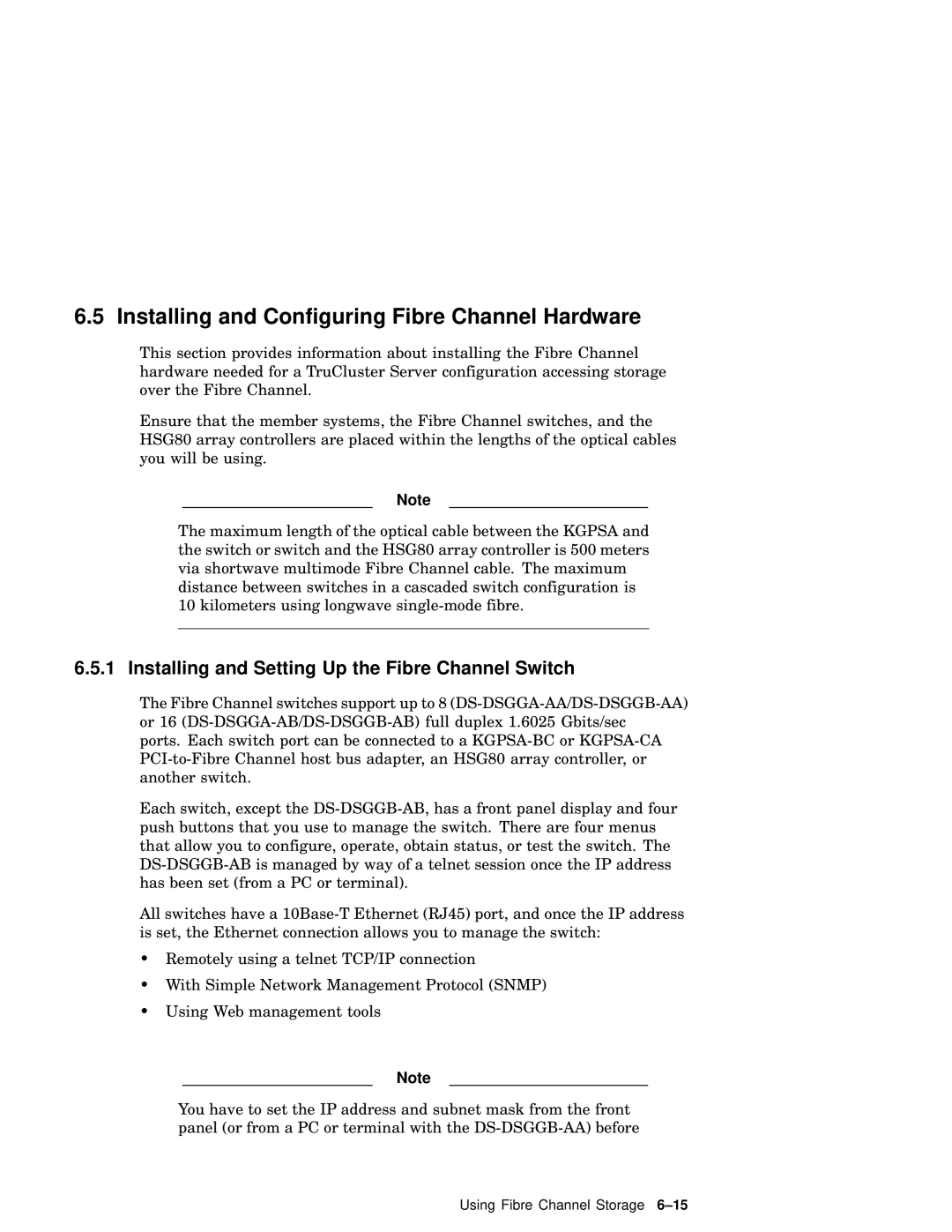 Compaq AA-RHGWB-TE Installing and Configuring Fibre Channel Hardware, Installing and Setting Up the Fibre Channel Switch 