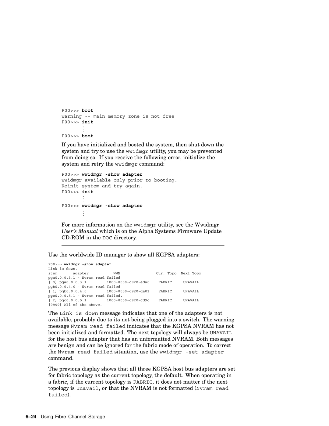 Compaq AA-RHGWB-TE manual P00 wwidmgr -show adapter 