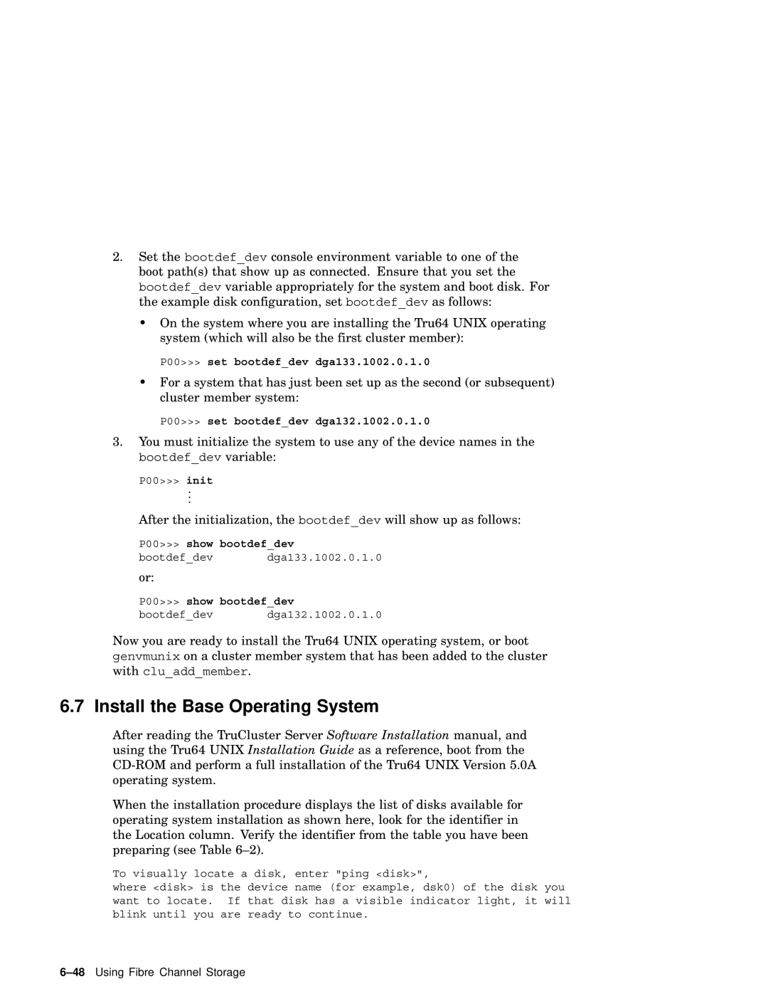 Compaq AA-RHGWB-TE manual Install the Base Operating System, 48Using Fibre Channel Storage 