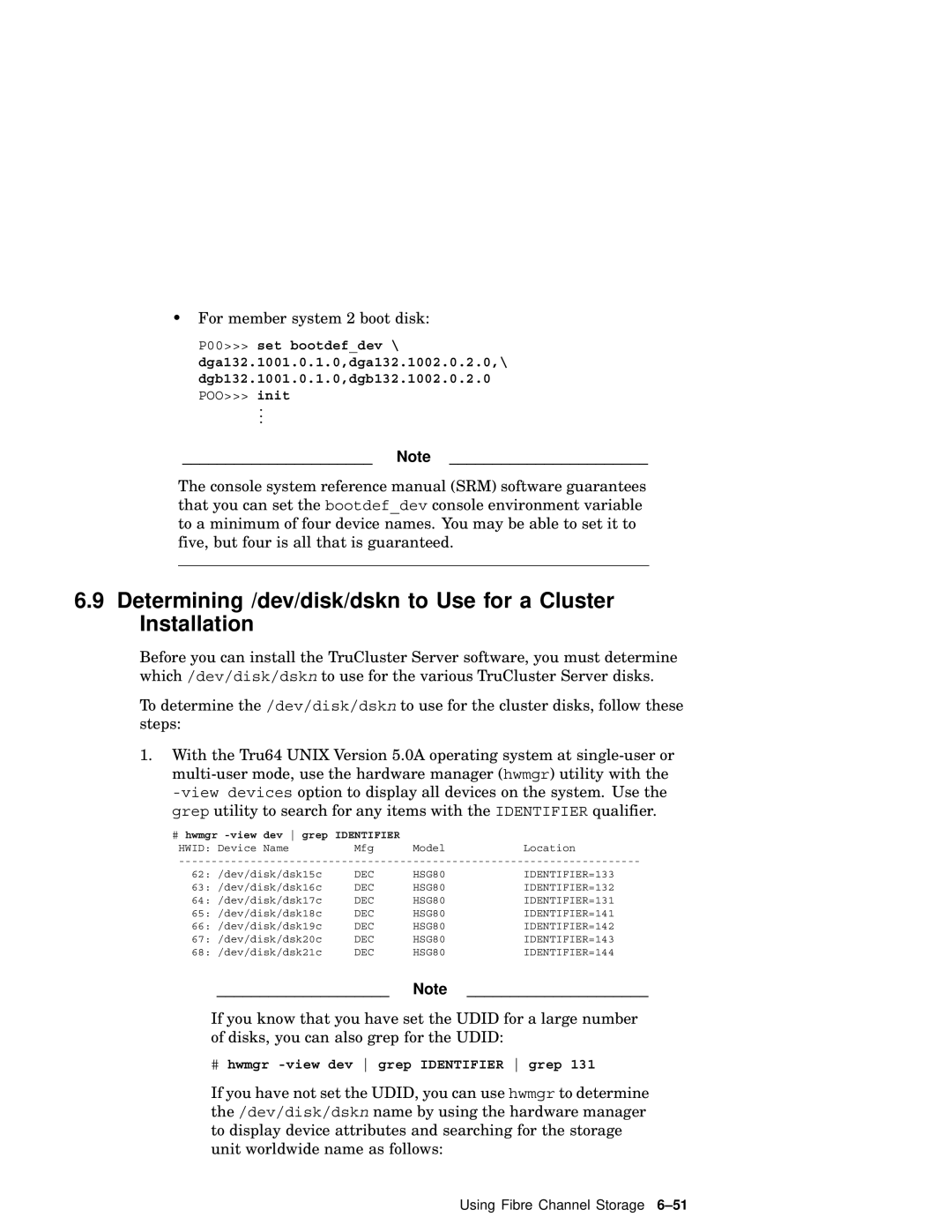 Compaq AA-RHGWB-TE manual Determining /dev/disk/dskn to Use for a Cluster Installation 