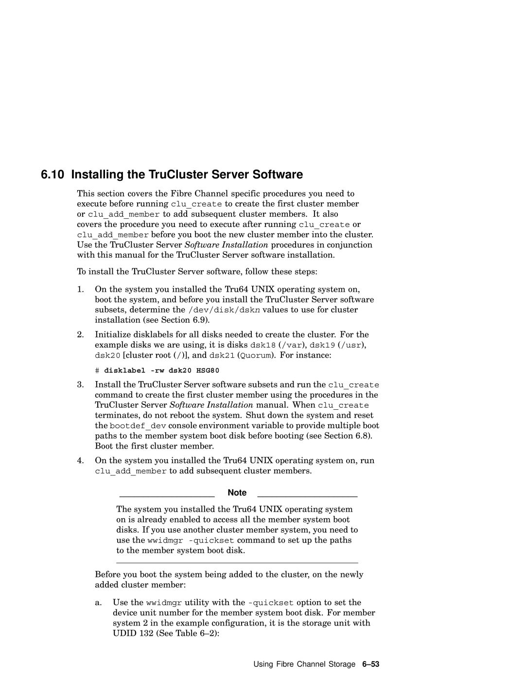 Compaq AA-RHGWB-TE manual Installing the TruCluster Server Software 