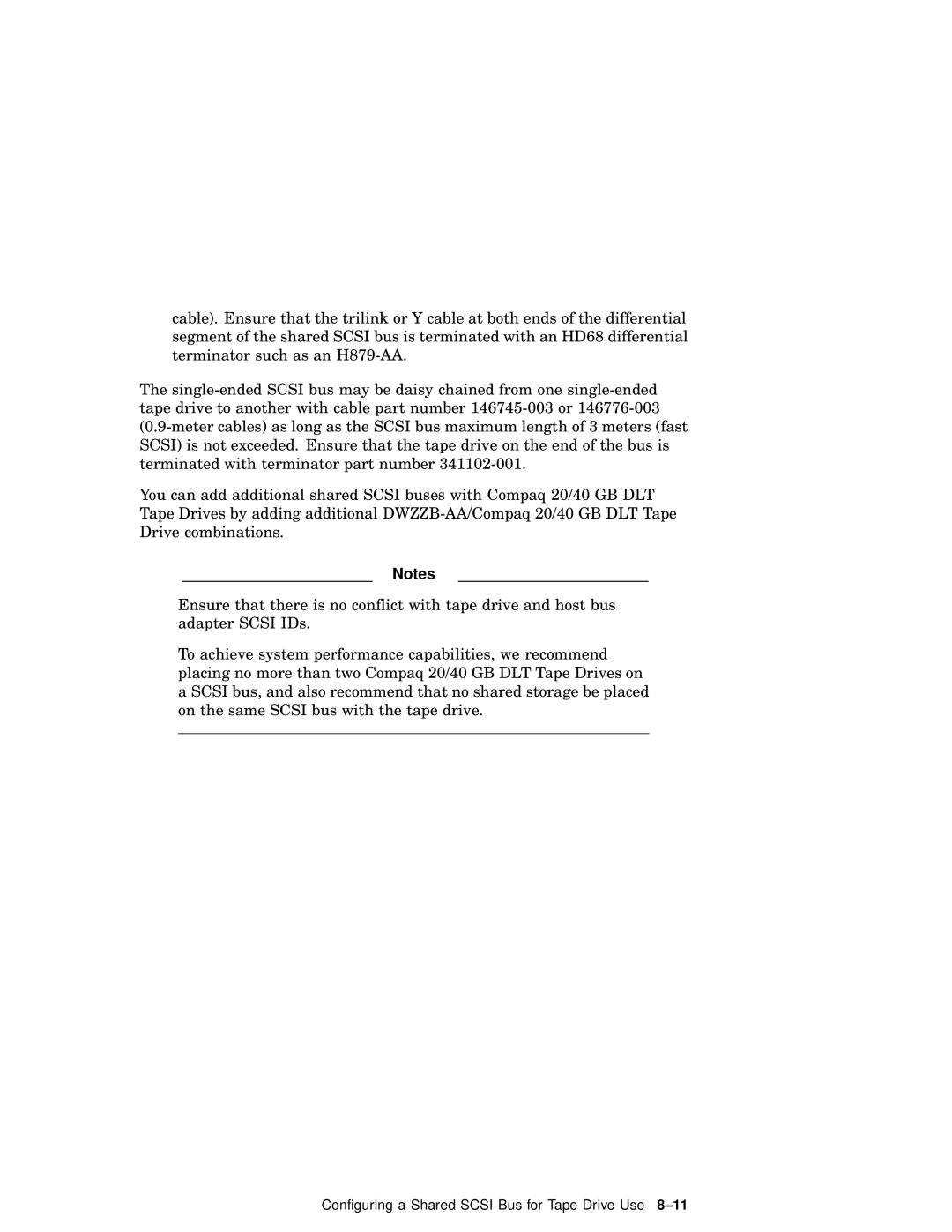 Compaq AA-RHGWB-TE manual Configuring a Shared Scsi Bus for Tape Drive Use 