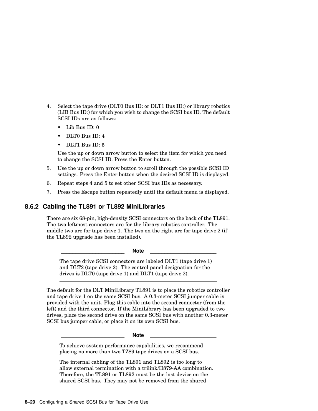 Compaq AA-RHGWB-TE manual Cabling the TL891 or TL892 MiniLibraries 