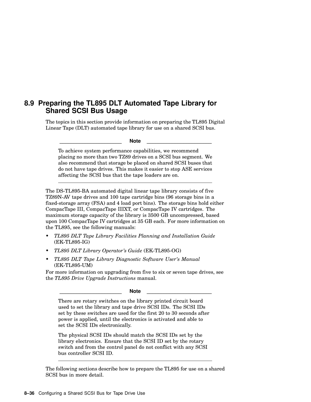 Compaq AA-RHGWB-TE manual 36Configuring a Shared Scsi Bus for Tape Drive Use 