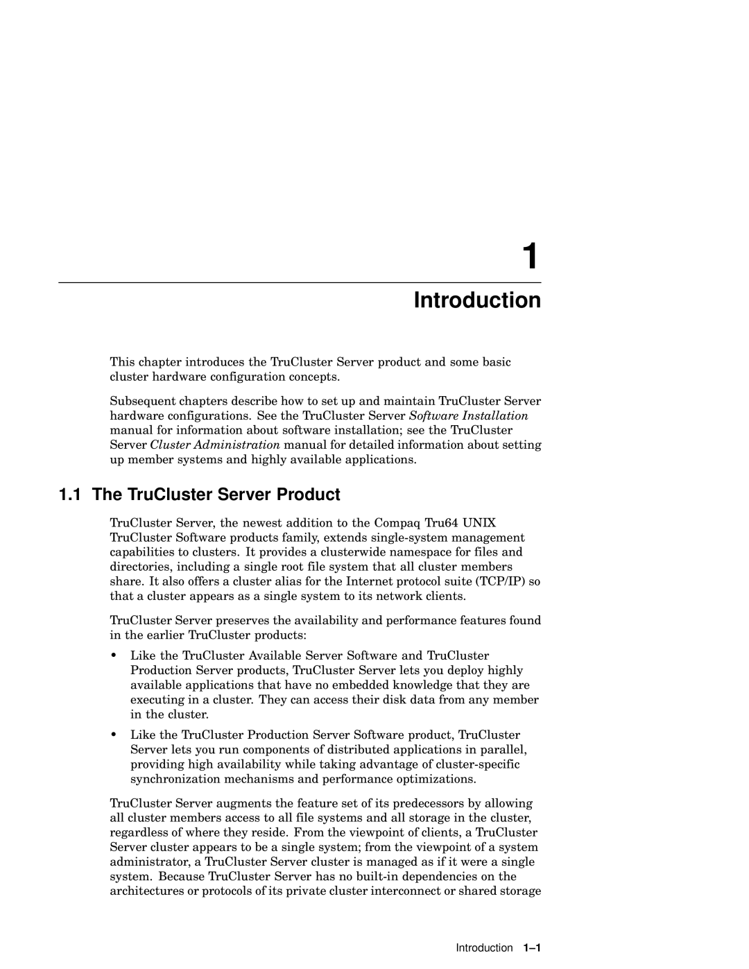 Compaq AA-RHGWB-TE manual Introduction, TruCluster Server Product 