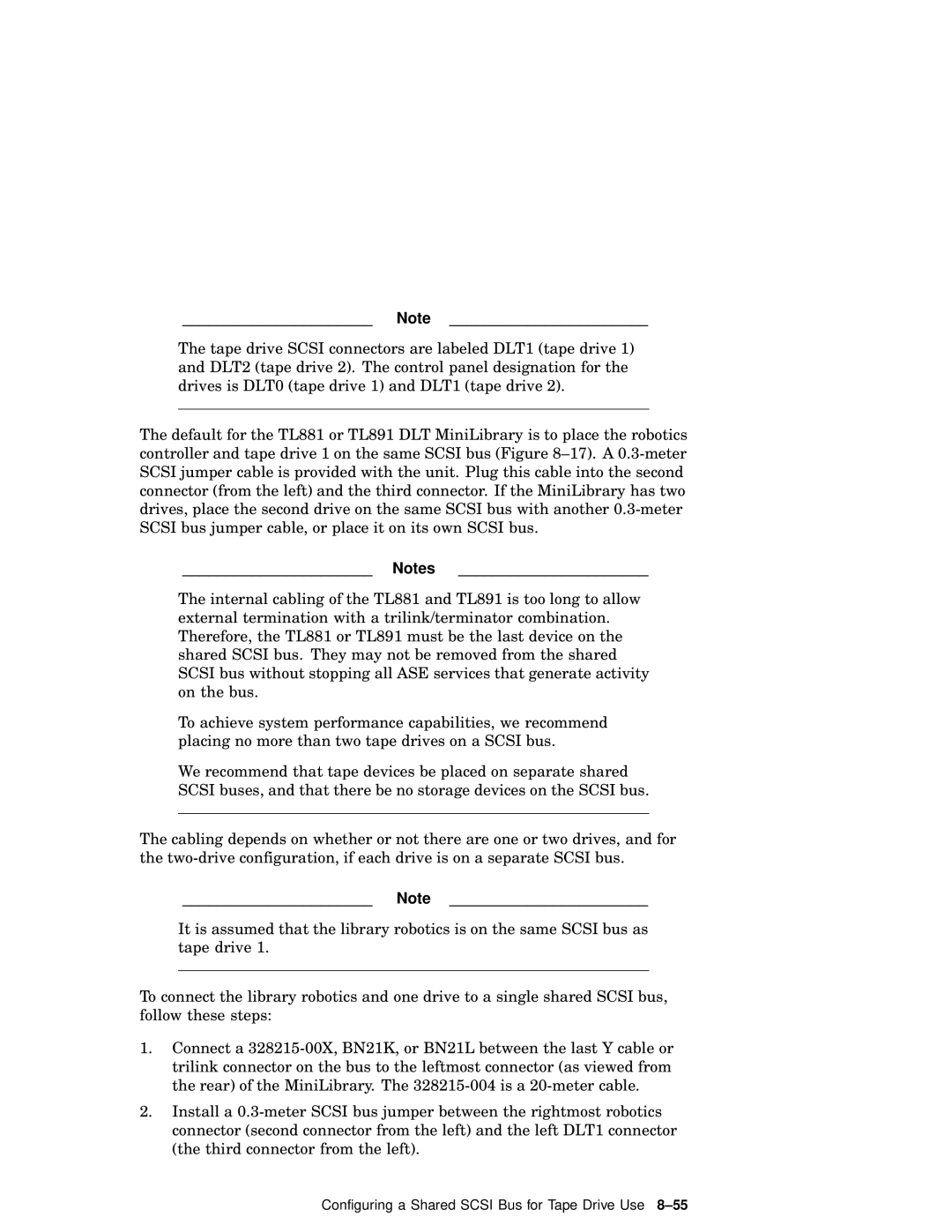 Compaq AA-RHGWB-TE manual Configuring a Shared Scsi Bus for Tape Drive Use 