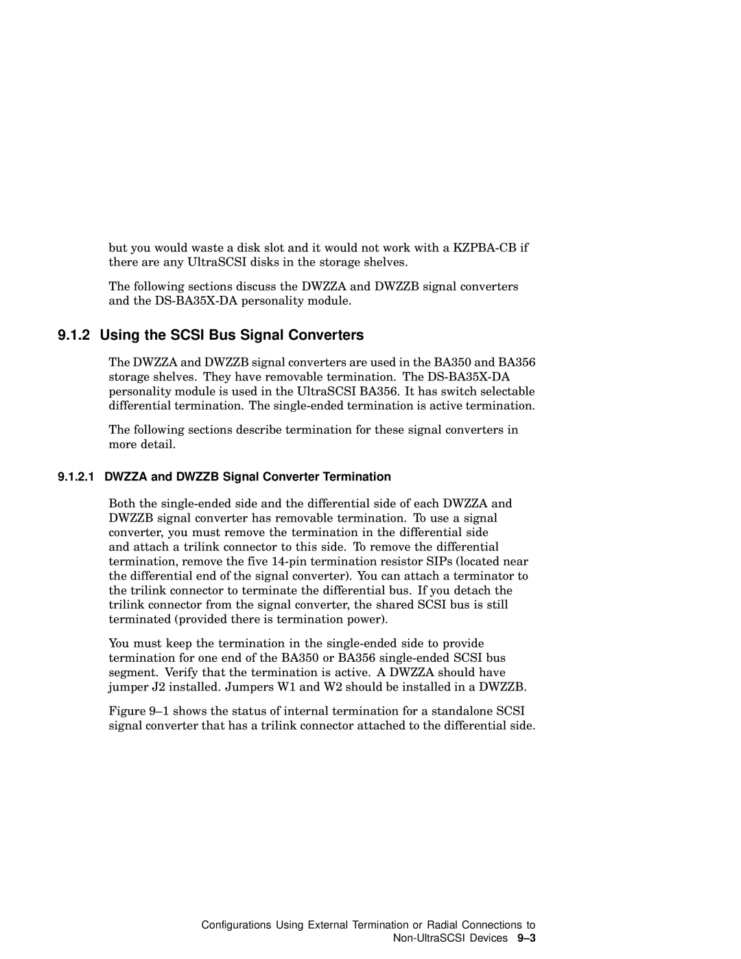 Compaq AA-RHGWB-TE manual Using the Scsi Bus Signal Converters, Dwzza and Dwzzb Signal Converter Termination 