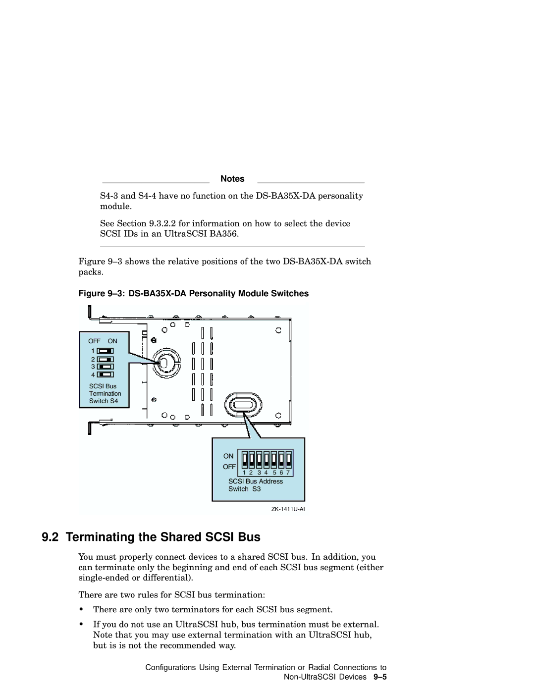 Compaq AA-RHGWB-TE manual Terminating the Shared Scsi Bus, DS-BA35X-DA Personality Module Switches 