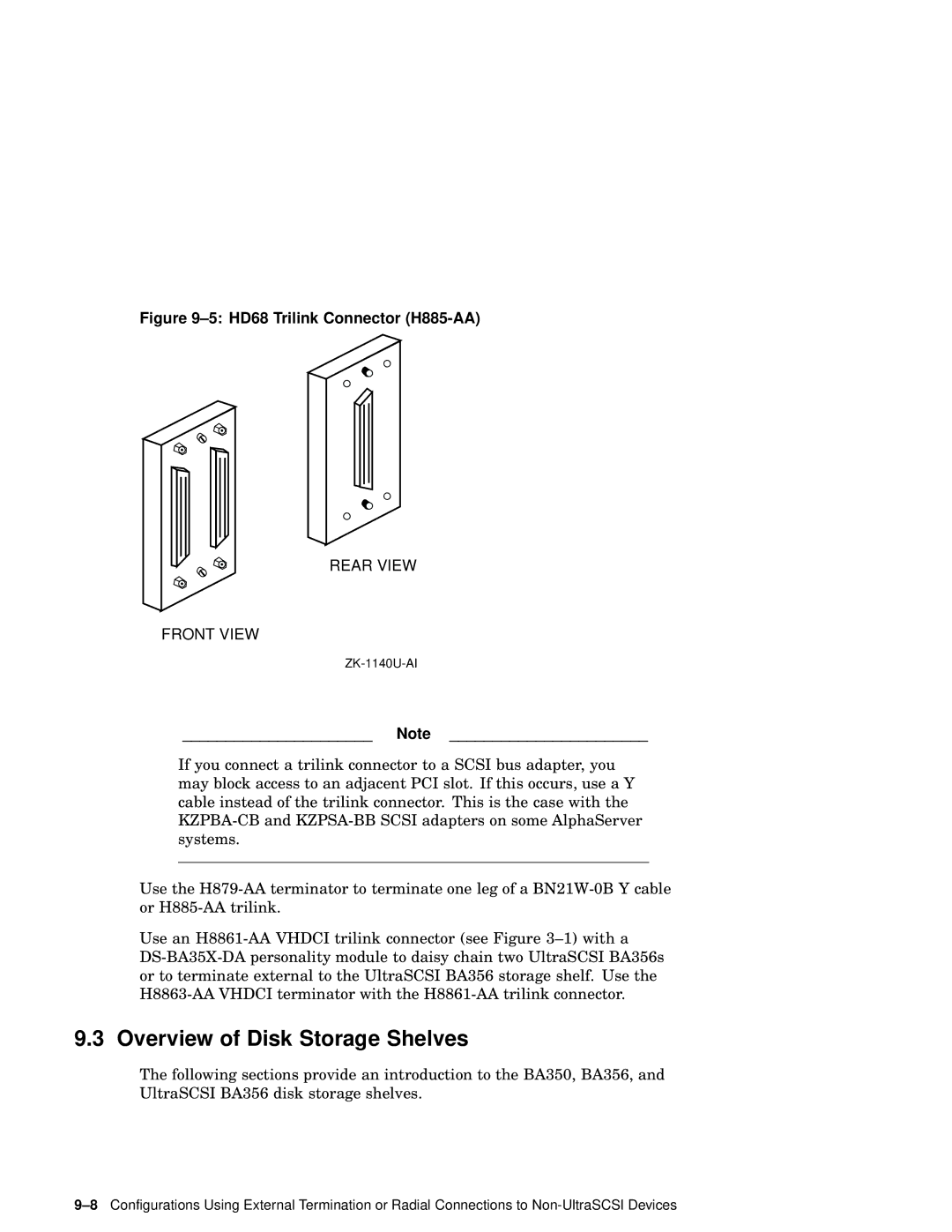 Compaq AA-RHGWB-TE manual Overview of Disk Storage Shelves, HD68 Trilink Connector H885-AA 