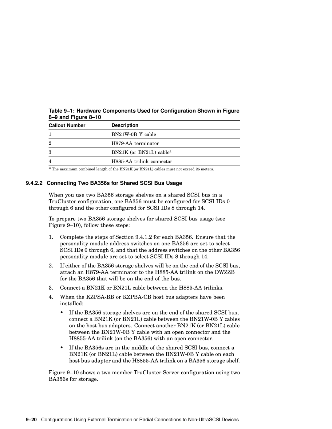 Compaq AA-RHGWB-TE manual Connecting Two BA356s for Shared Scsi Bus Usage, Callout Number Description 