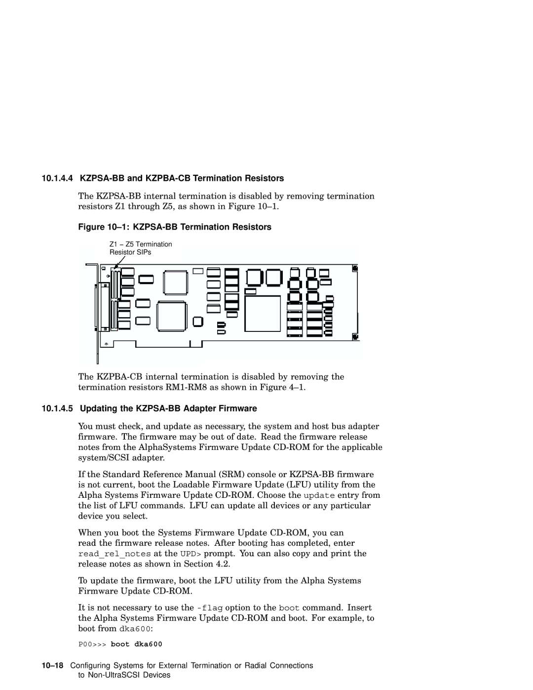 Compaq AA-RHGWB-TE manual KZPSA-BB and KZPBA-CB Termination Resistors, Updating the KZPSA-BB Adapter Firmware 