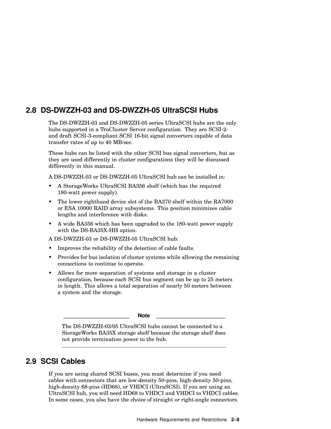 Compaq AA-RHGWB-TE manual DS-DWZZH-03 and DS-DWZZH-05 UltraSCSI Hubs, Scsi Cables 