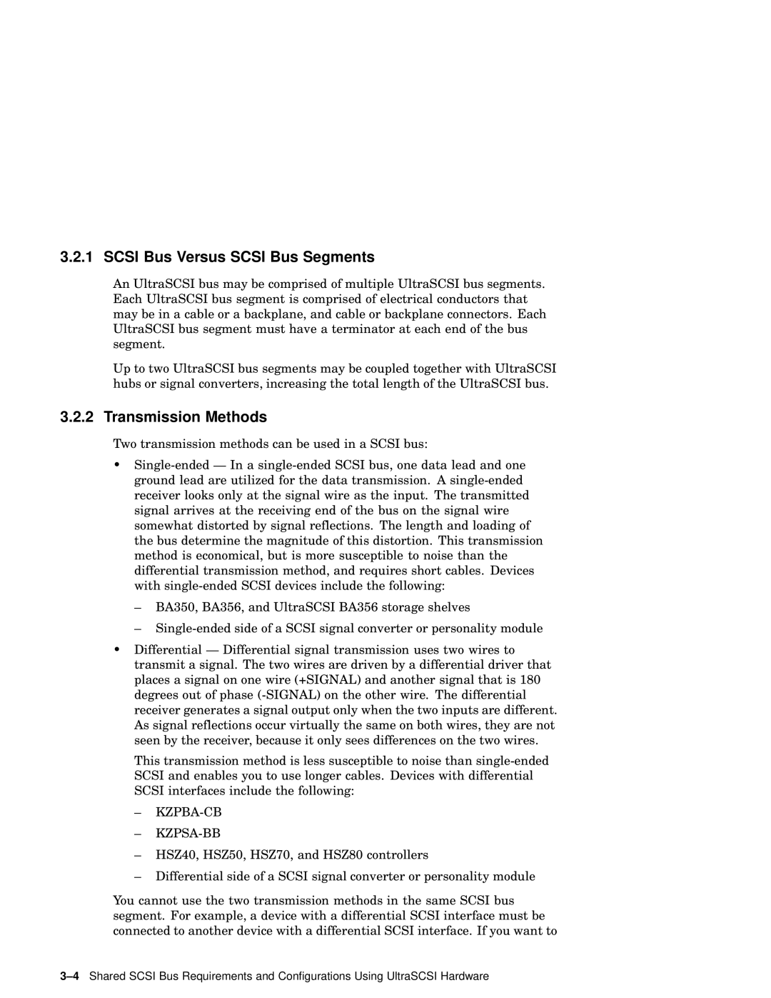 Compaq AA-RHGWB-TE manual Scsi Bus Versus Scsi Bus Segments, Transmission Methods 