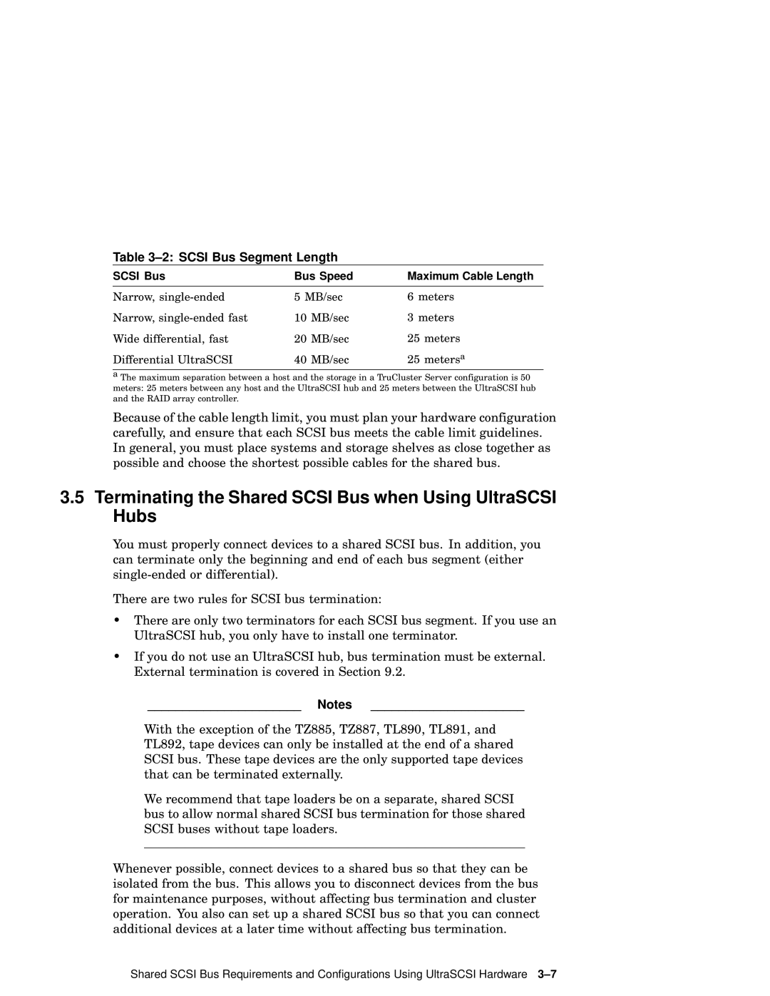 Compaq AA-RHGWB-TE manual Terminating the Shared Scsi Bus when Using UltraSCSI Hubs, Scsi Bus Segment Length 