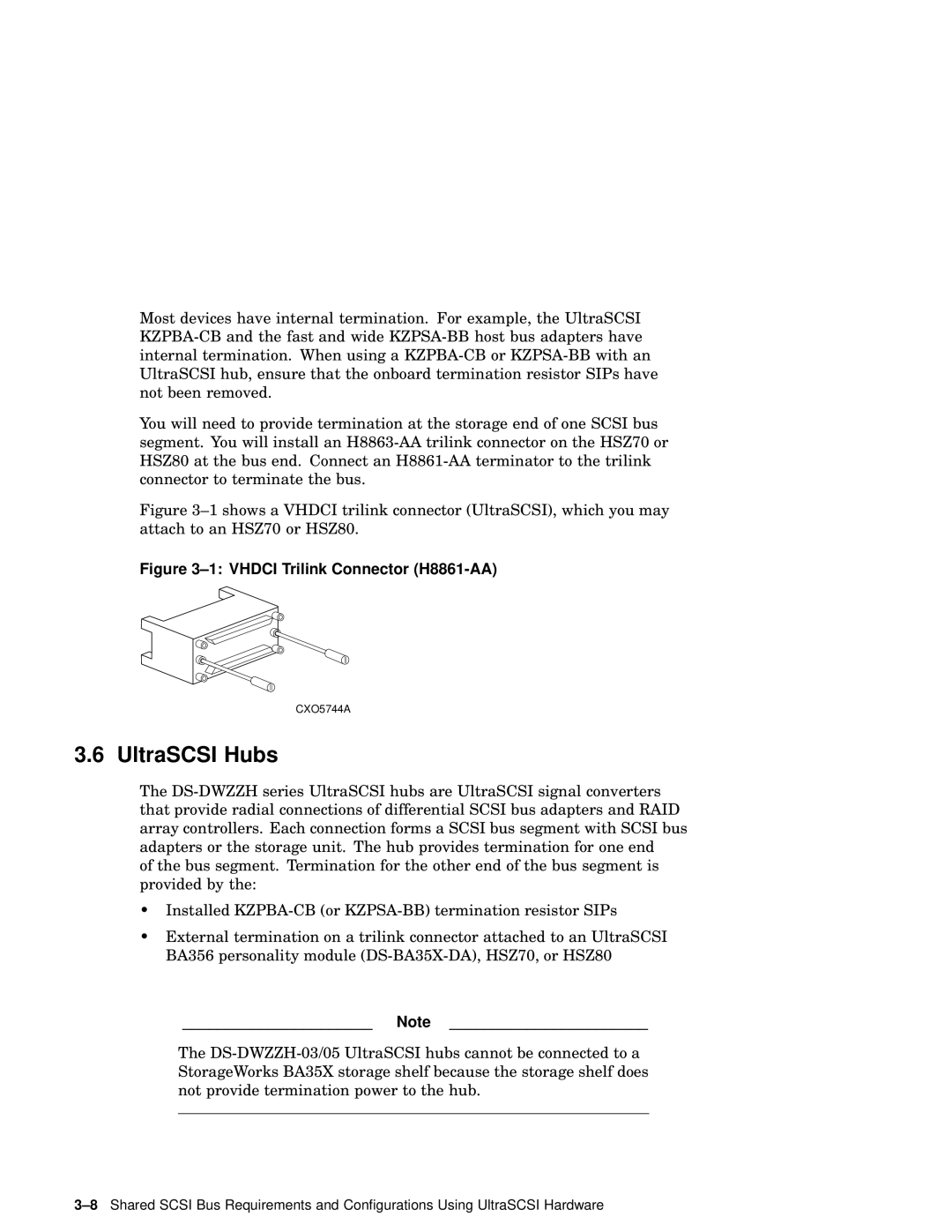 Compaq AA-RHGWB-TE manual UltraSCSI Hubs, Vhdci Trilink Connector H8861-AA 