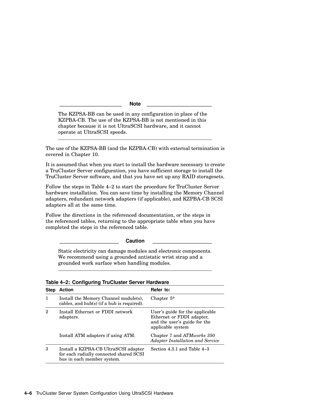 Compaq AA-RHGWB-TE manual Configuring TruCluster Server Hardware, Step Action Refer to 