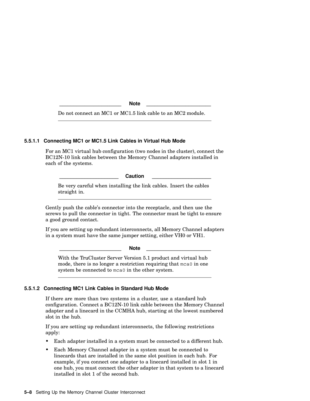 Compaq AA-RHGWC-TE manual Connecting MC1 or MC1.5 Link Cables in Virtual Hub Mode 