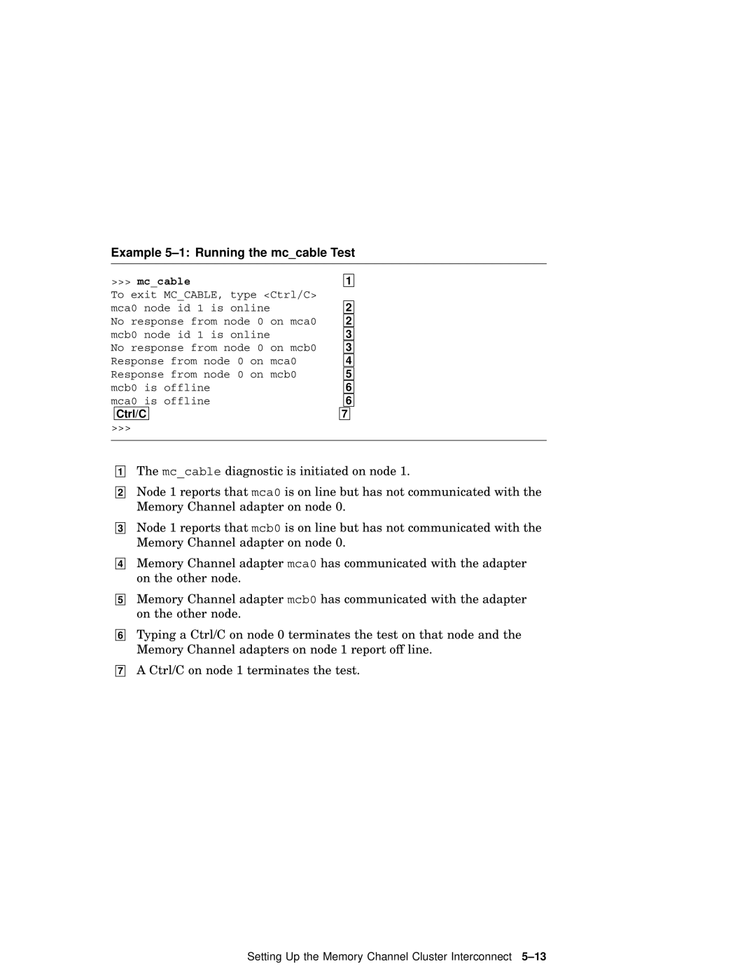 Compaq AA-RHGWC-TE manual Example 5-1 Running the mccable Test, Mccable 