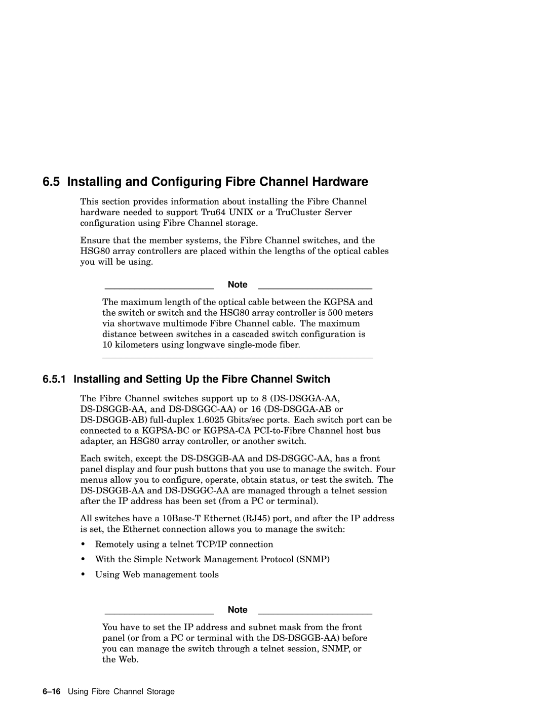 Compaq AA-RHGWC-TE Installing and Configuring Fibre Channel Hardware, Installing and Setting Up the Fibre Channel Switch 