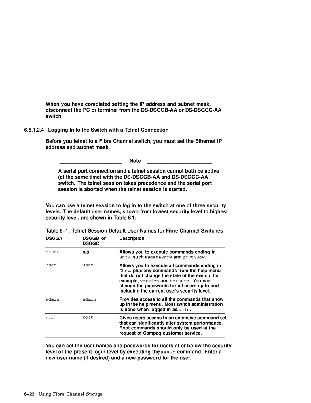 Compaq AA-RHGWC-TE manual Logging In to the Switch with a Telnet Connection 