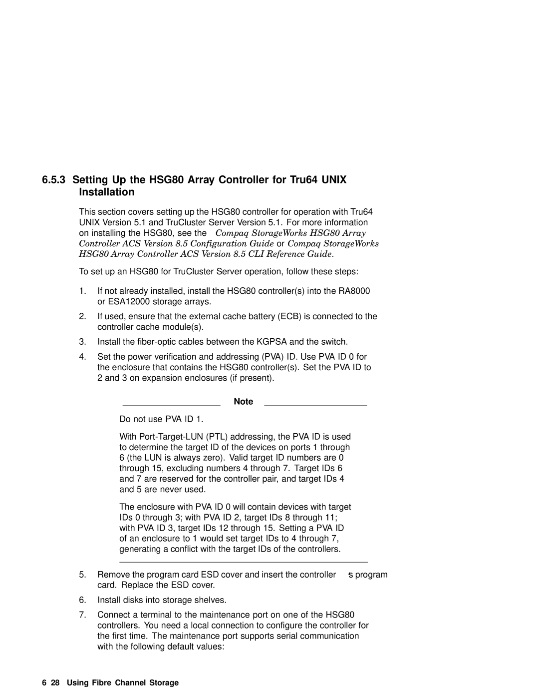 Compaq AA-RHGWC-TE manual 28Using Fibre Channel Storage 