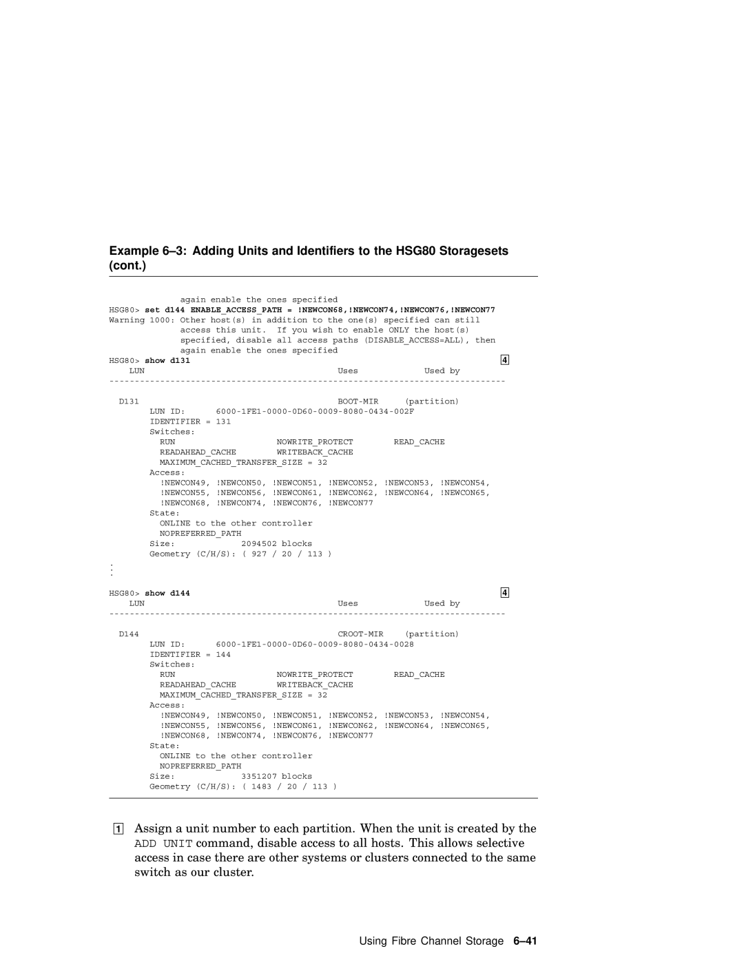 Compaq AA-RHGWC-TE manual HSG80 show d131 