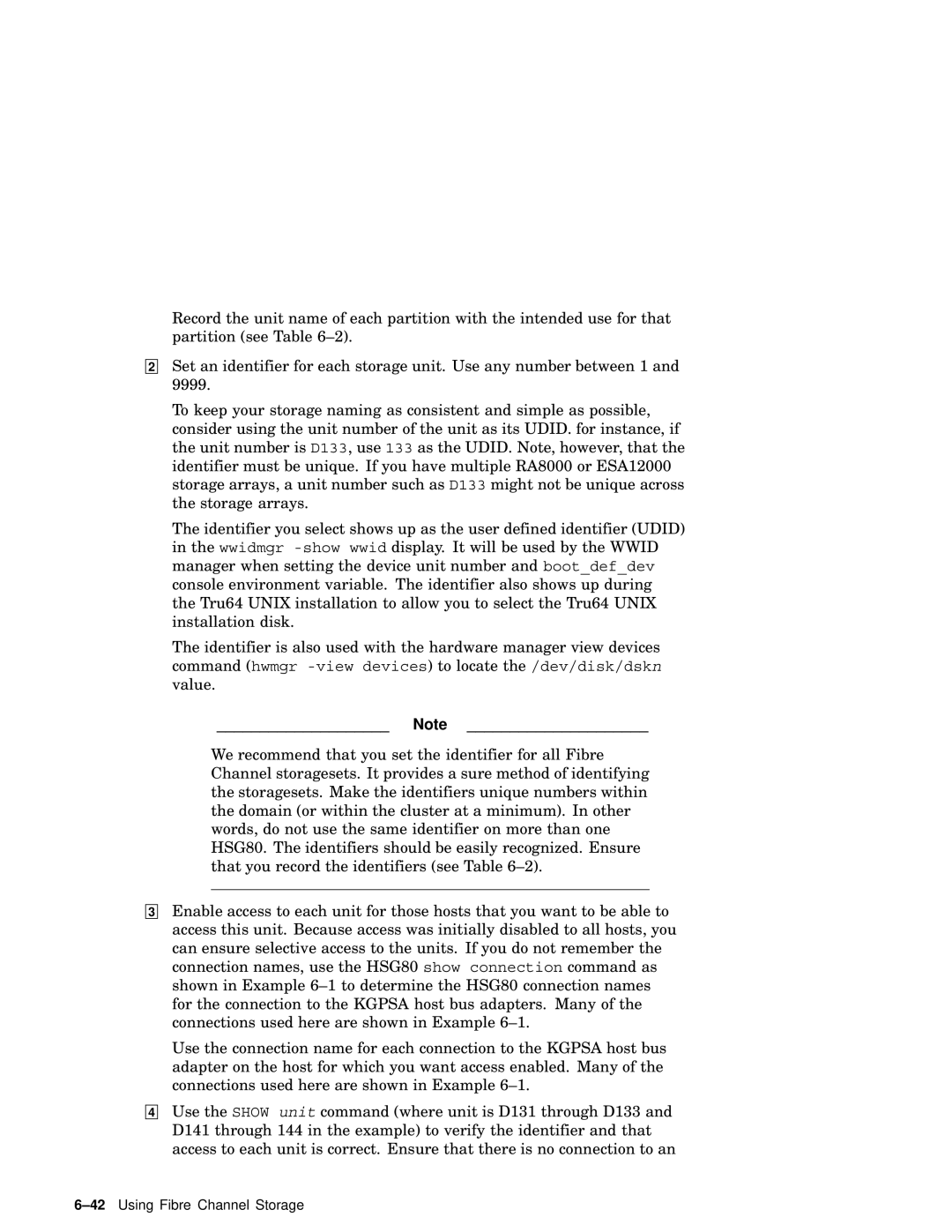 Compaq AA-RHGWC-TE manual 42Using Fibre Channel Storage 