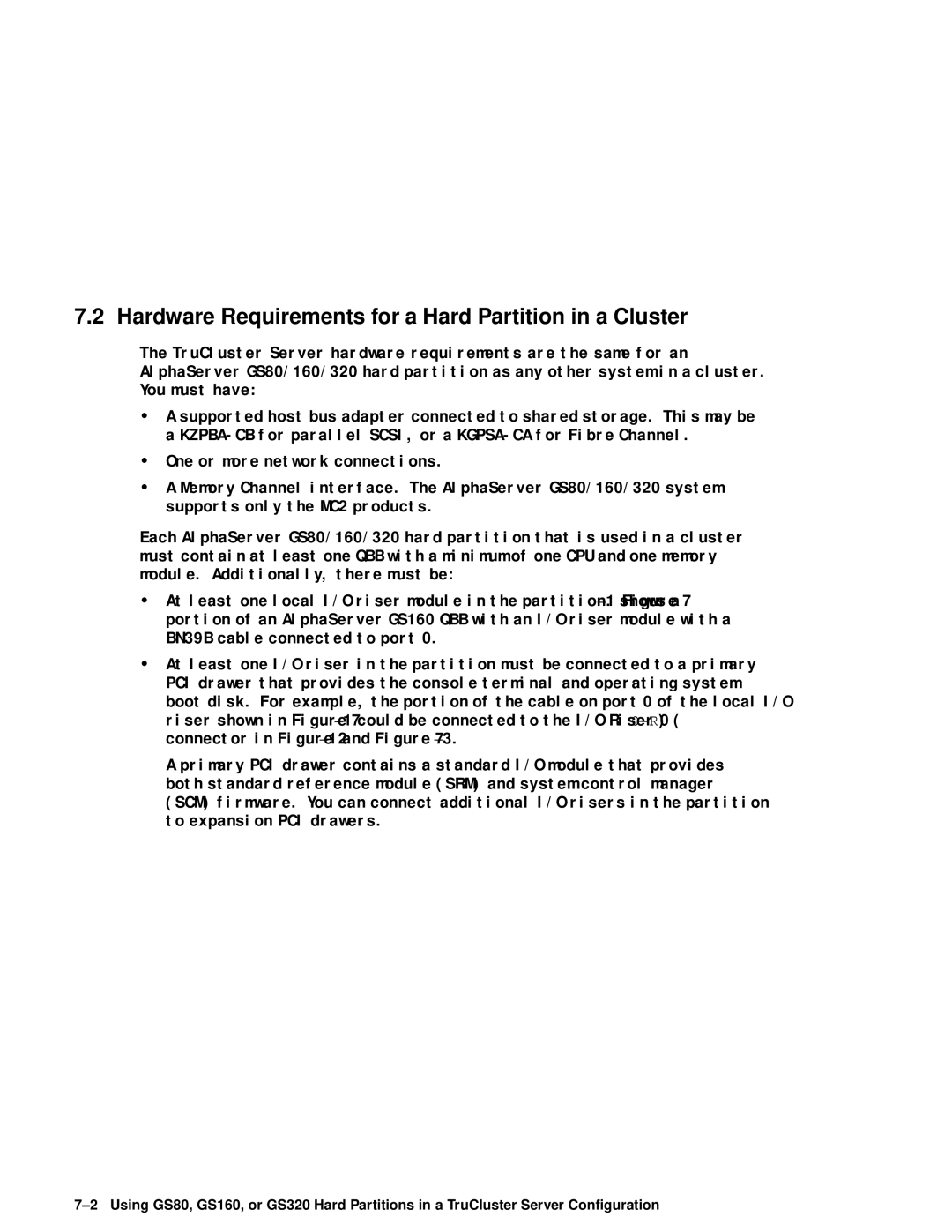 Compaq AA-RHGWC-TE manual Hardware Requirements for a Hard Partition in a Cluster 