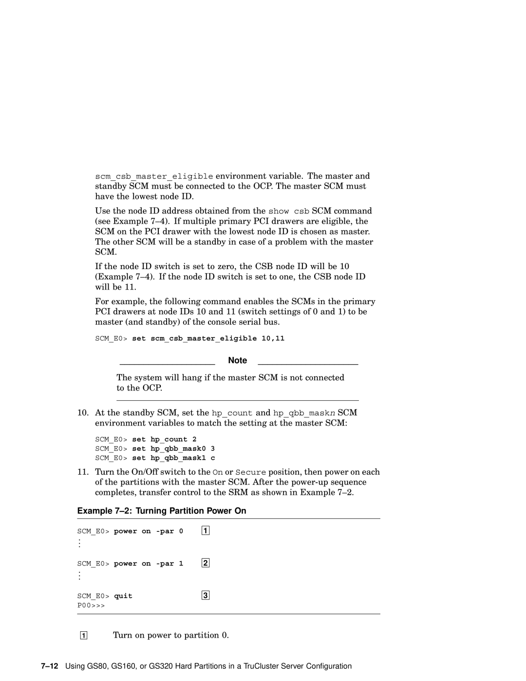 Compaq AA-RHGWC-TE manual Example 7-2 Turning Partition Power On 