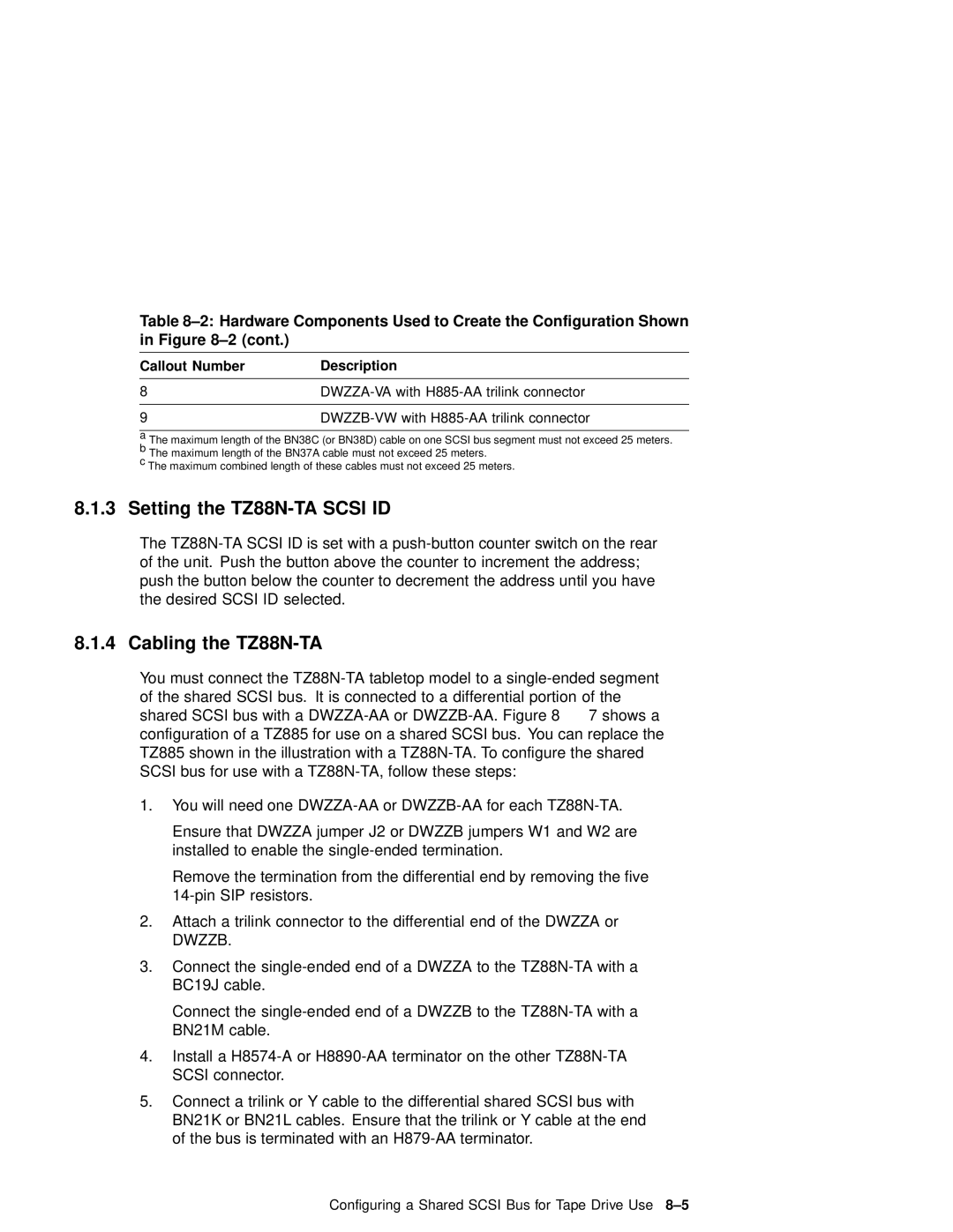 Compaq AA-RHGWC-TE manual Setting the TZ88N-TA Scsi ID, Cabling the TZ88N-TA 