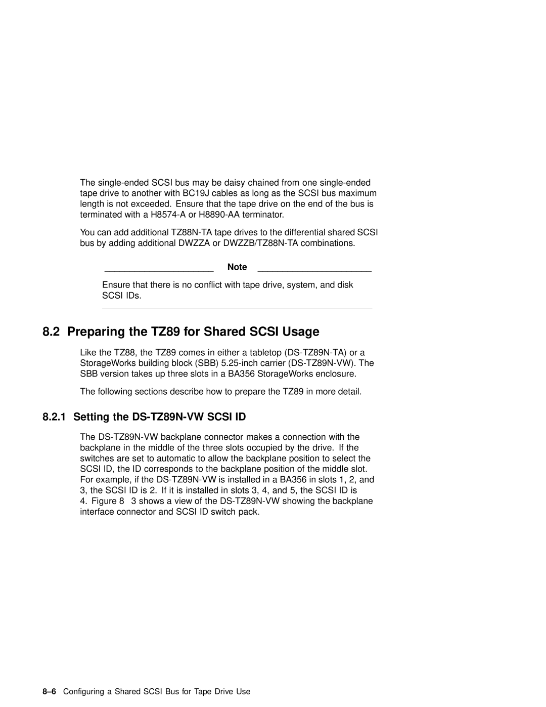 Compaq AA-RHGWC-TE manual Preparing the TZ89 for Shared Scsi Usage, Setting the DS-TZ89N-VW Scsi ID 