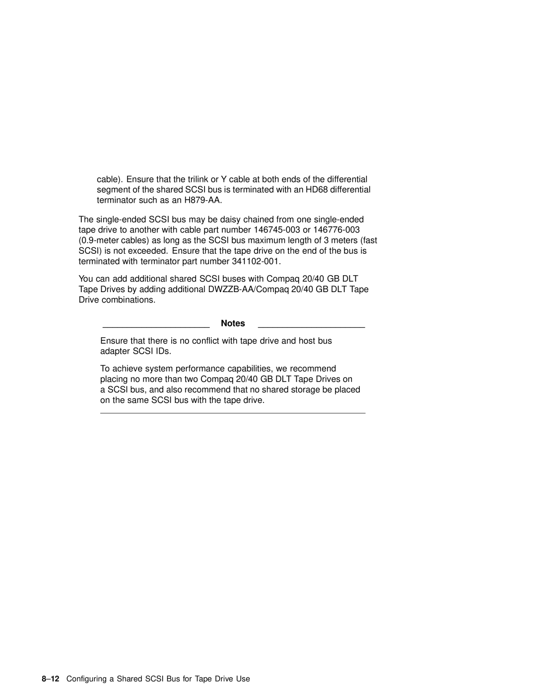 Compaq AA-RHGWC-TE manual 12Configuring a Shared Scsi Bus for Tape Drive Use 