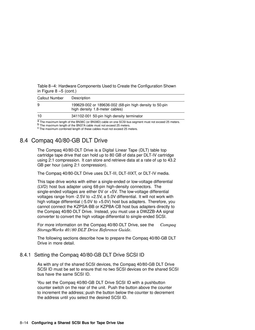 Compaq AA-RHGWC-TE manual Setting the Compaq 40/80-GB DLT Drive Scsi ID 