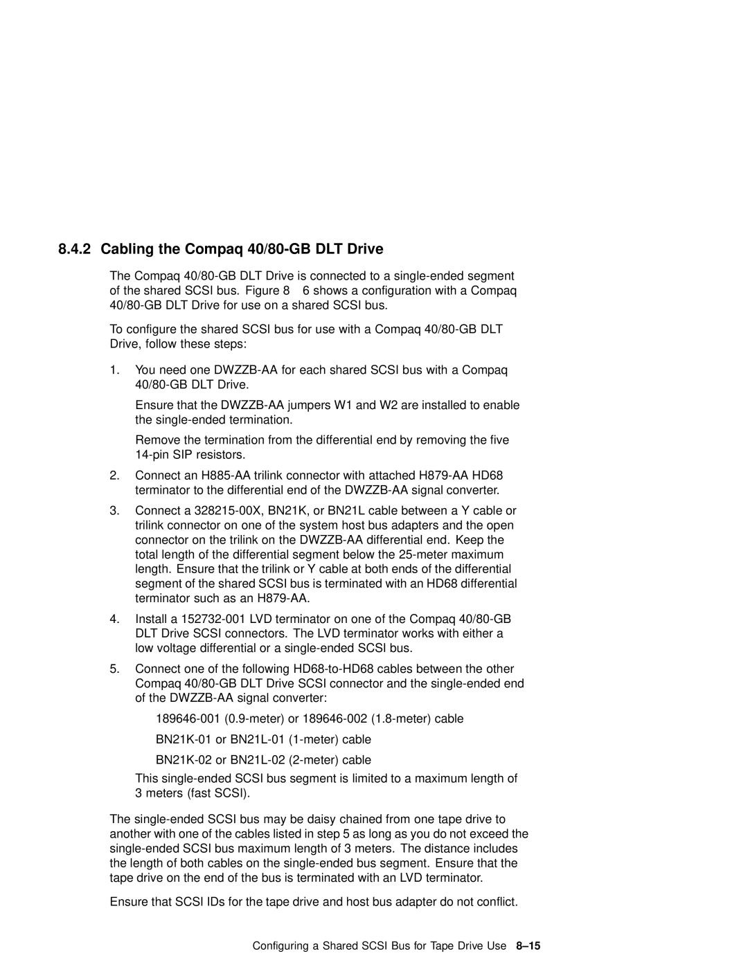 Compaq AA-RHGWC-TE manual Cabling the Compaq 40/80-GB DLT Drive 