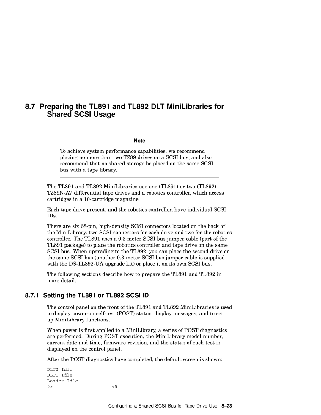 Compaq AA-RHGWC-TE manual Setting the TL891 or TL892 Scsi ID 