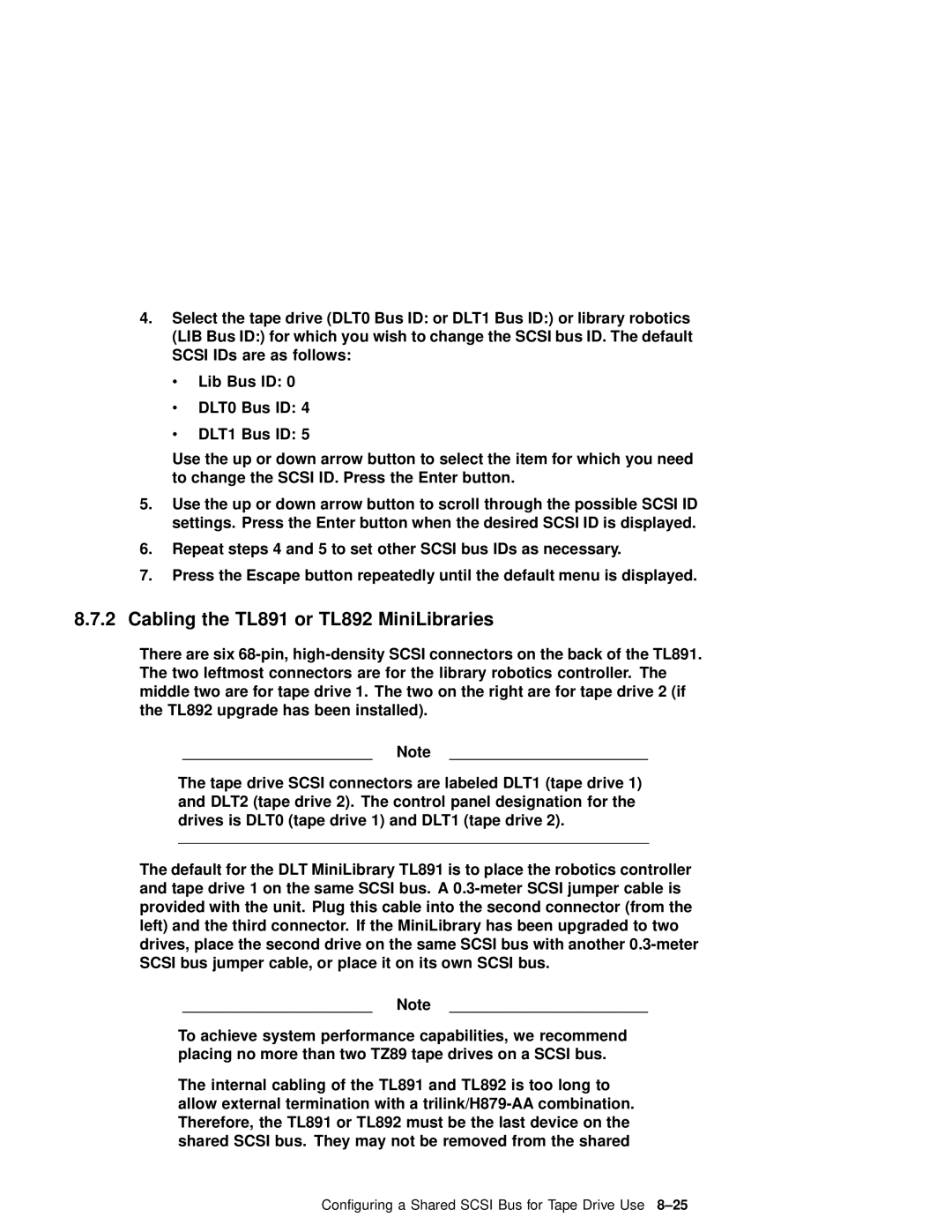 Compaq AA-RHGWC-TE manual Cabling the TL891 or TL892 MiniLibraries 