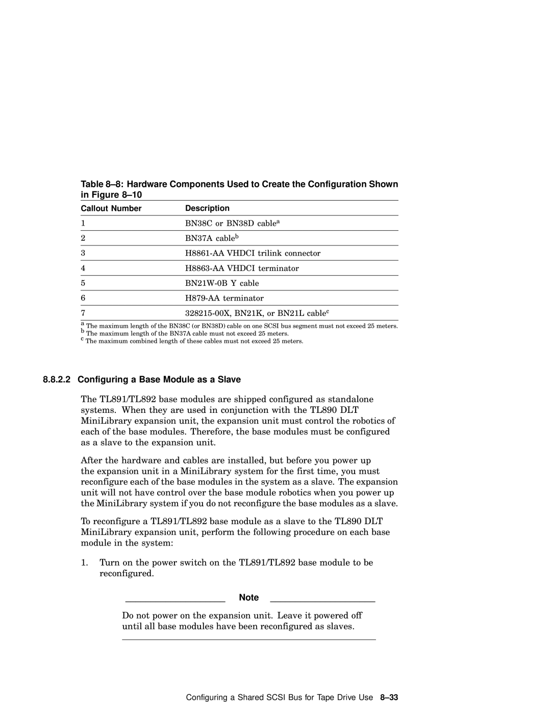 Compaq AA-RHGWC-TE manual Configuring a Base Module as a Slave, 328215-00X, BN21K, or BN21L cable c 