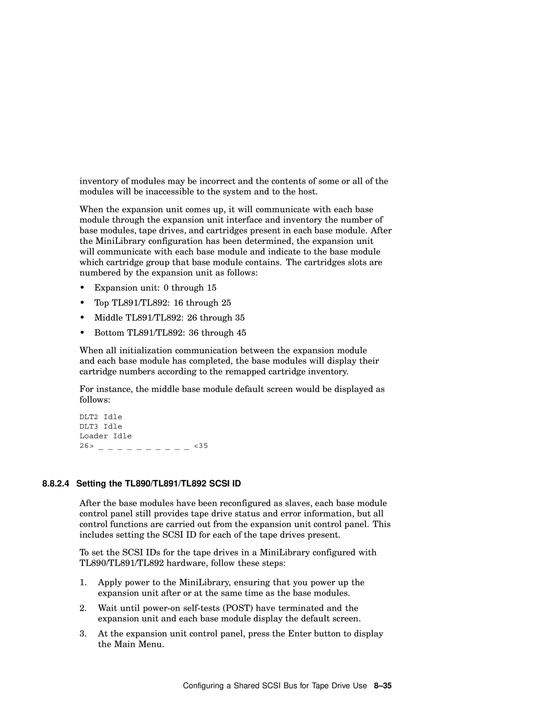 Compaq AA-RHGWC-TE manual Setting the TL890/TL891/TL892 Scsi ID 