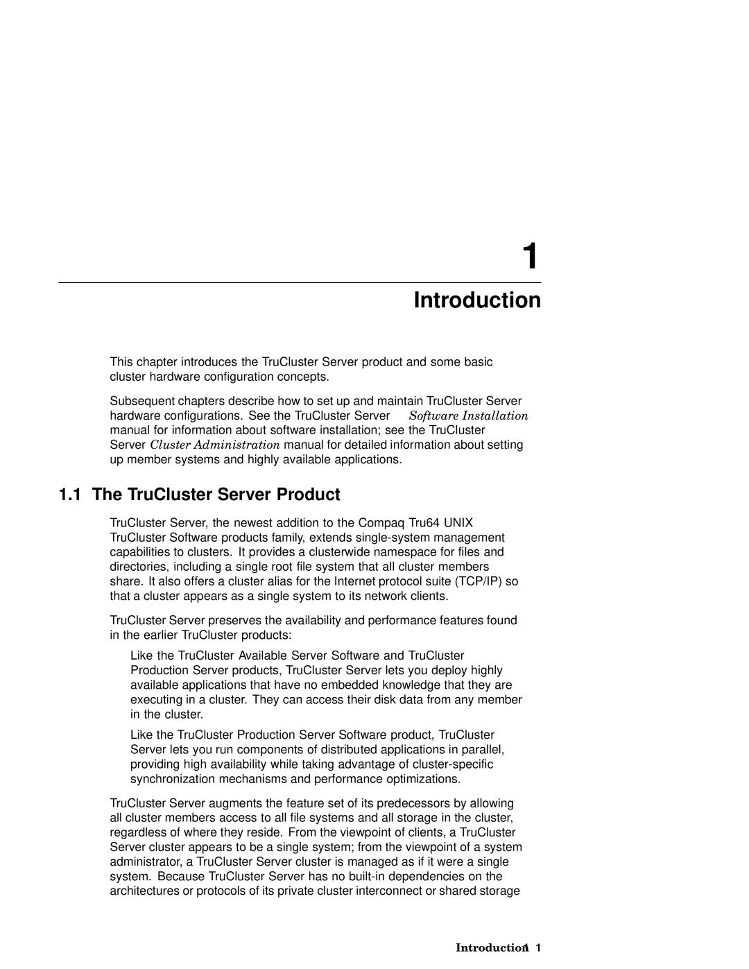 Compaq AA-RHGWC-TE manual Introduction, TruCluster Server Product 