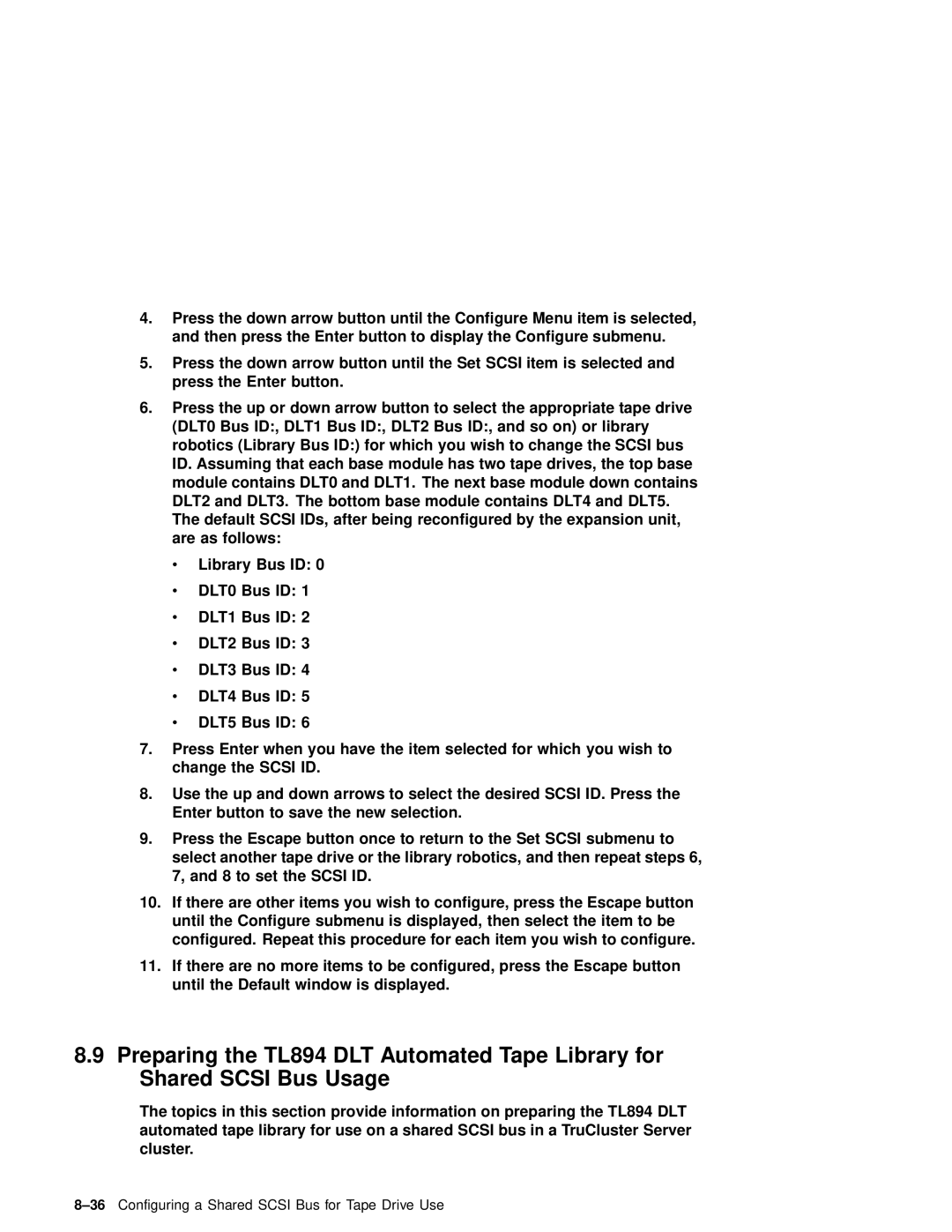 Compaq AA-RHGWC-TE manual 36Configuring a Shared Scsi Bus for Tape Drive Use 