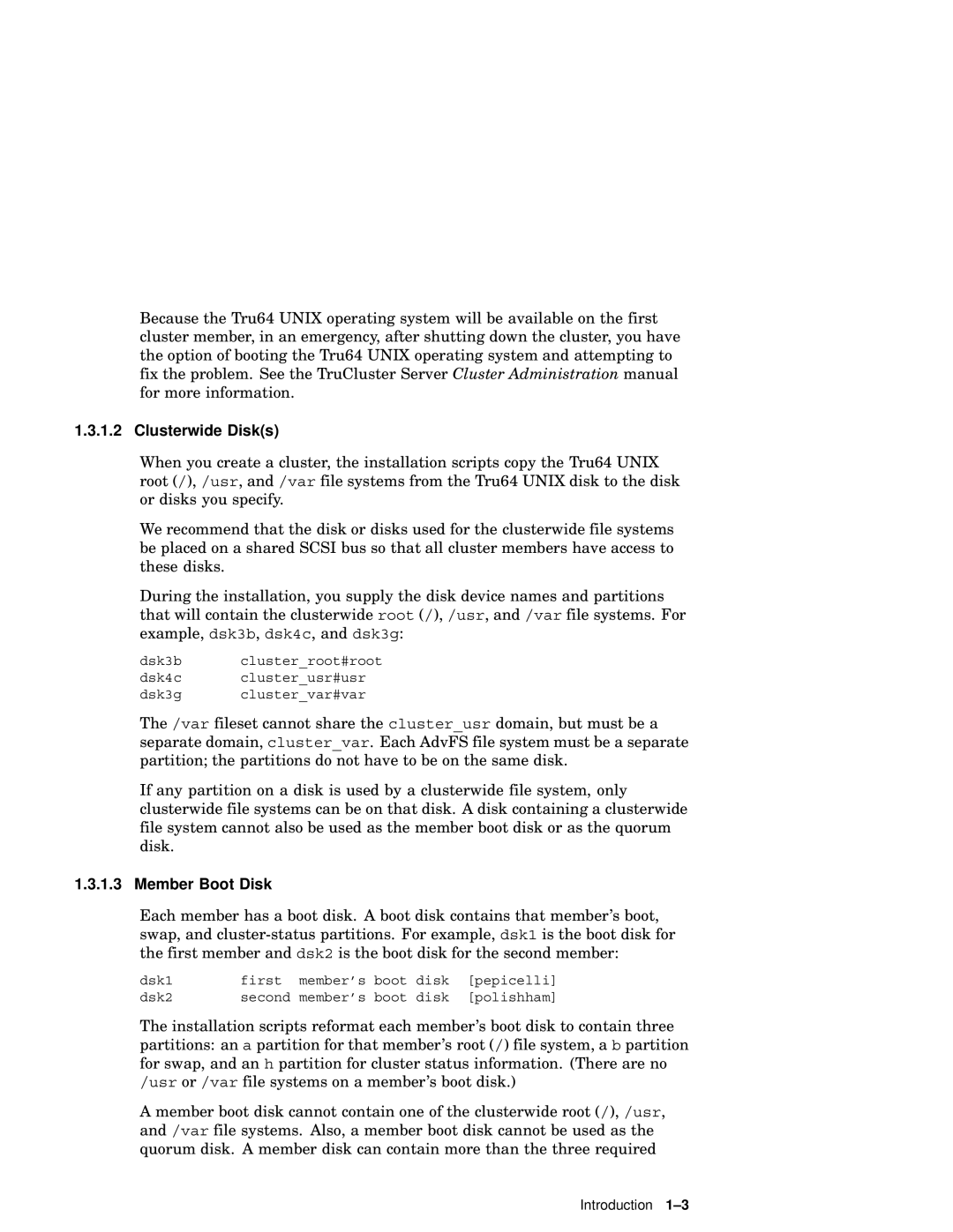 Compaq AA-RHGWC-TE manual Clusterwide Disks, Member Boot Disk 