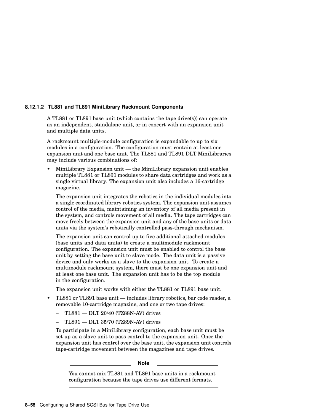 Compaq AA-RHGWC-TE manual 12.1.2 TL881 and TL891 MiniLibrary Rackmount Components 